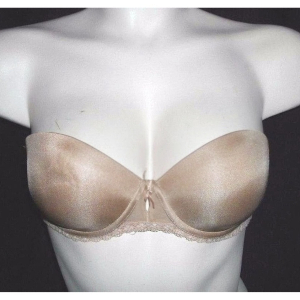 34D Wacoal‎ b.tempt'd 954108 Faithfully Yours Strapless Push Up UW Bra Beige